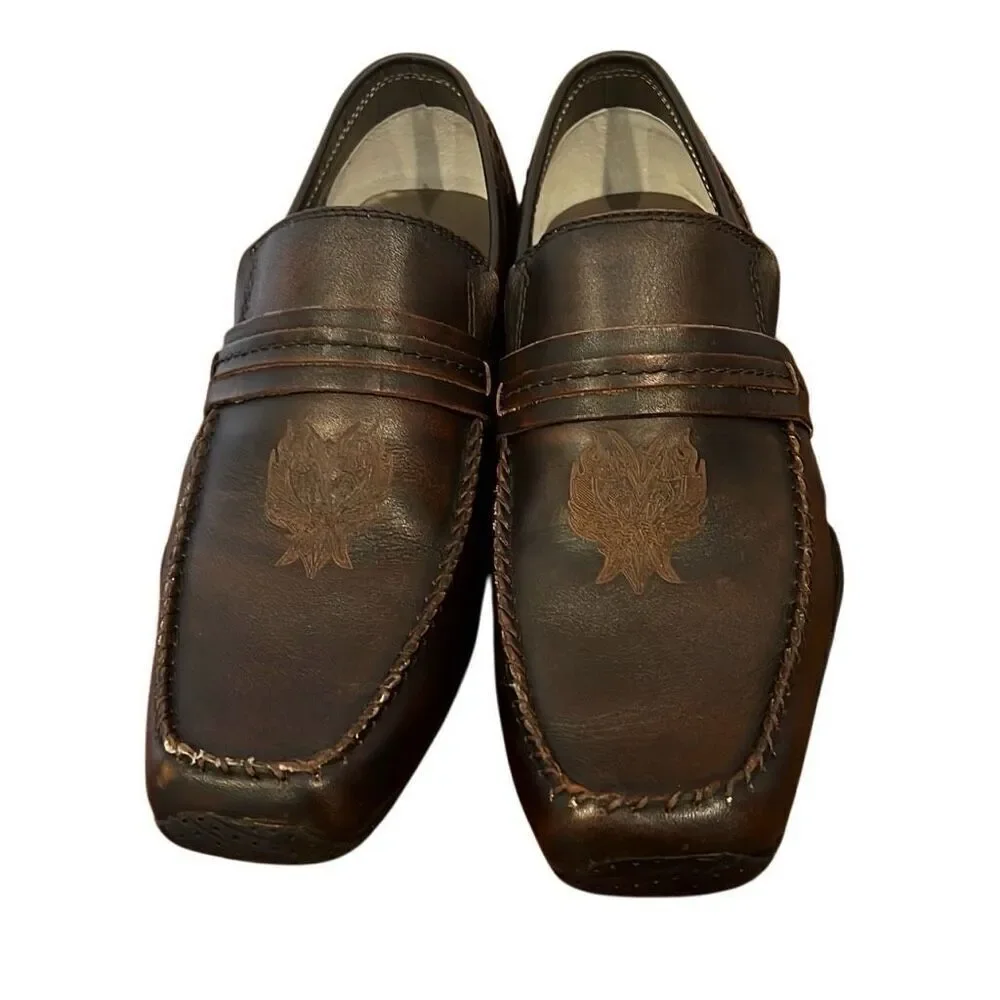Back Stage by Skechers Men’s Rock a Billy Brown leather Shoes Sz.10.5